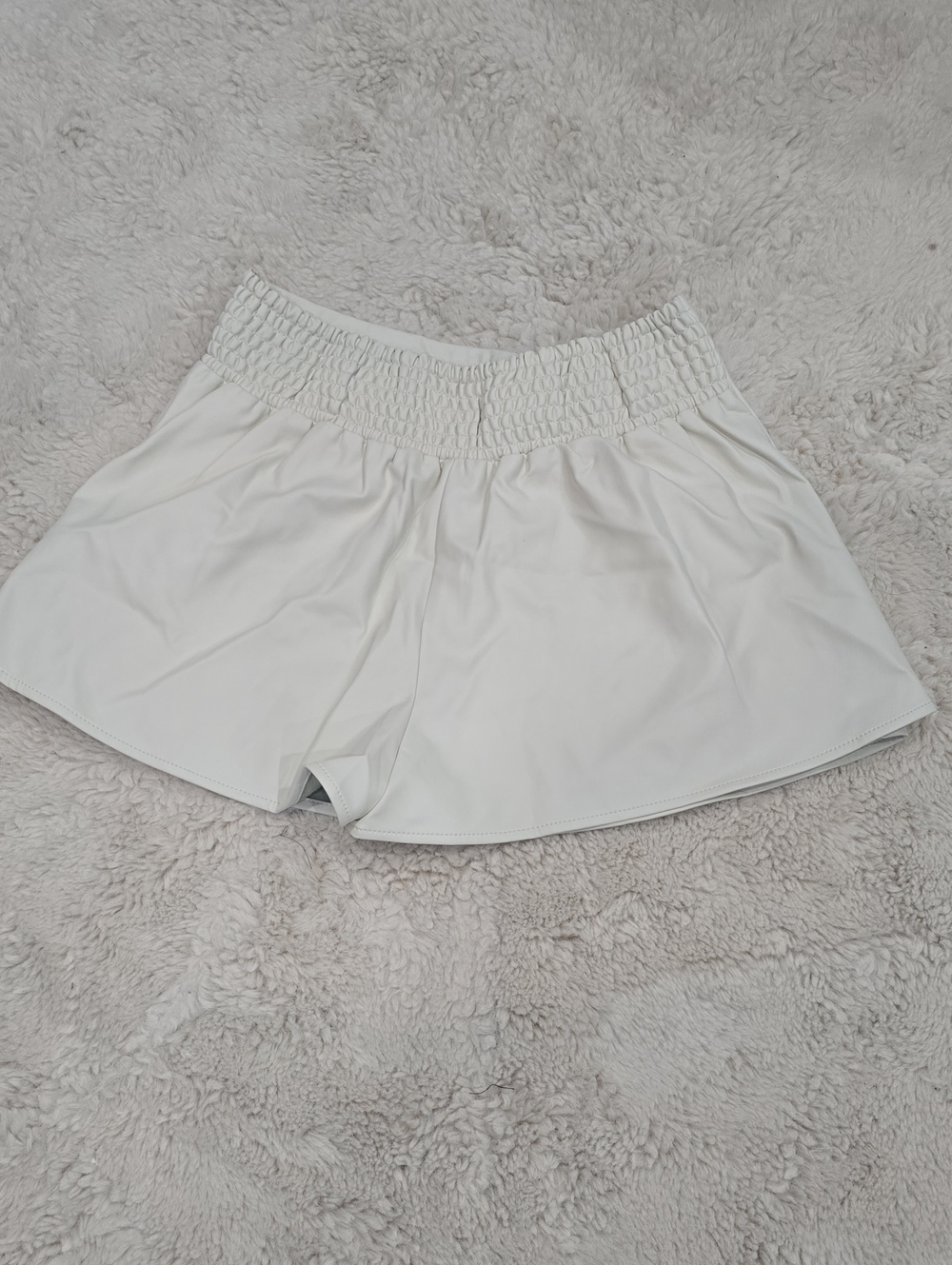 We The Free White Smocked Waist Athletic Shorts